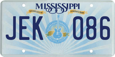MS license plate JEK086
