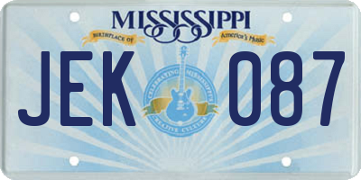 MS license plate JEK087