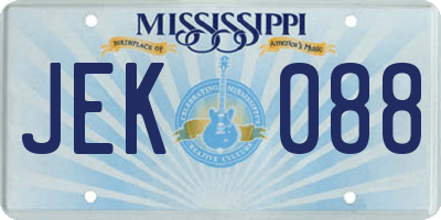 MS license plate JEK088