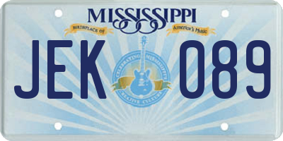 MS license plate JEK089