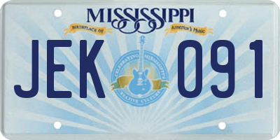 MS license plate JEK091