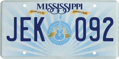 MS license plate JEK092