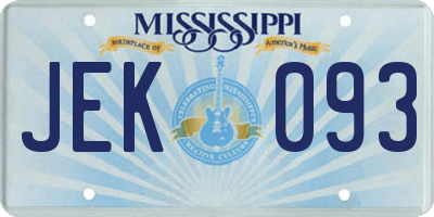 MS license plate JEK093