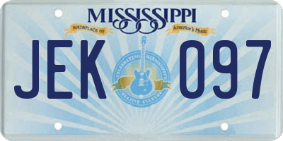 MS license plate JEK097
