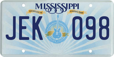 MS license plate JEK098