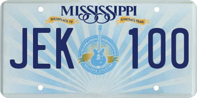 MS license plate JEK100
