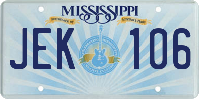 MS license plate JEK106