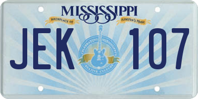 MS license plate JEK107