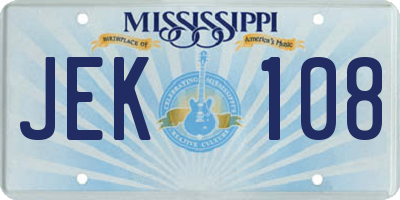 MS license plate JEK108