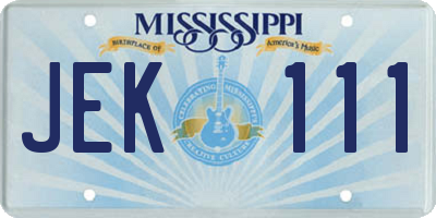 MS license plate JEK111