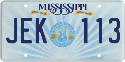 MS license plate JEK113