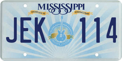 MS license plate JEK114