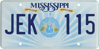 MS license plate JEK115