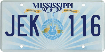 MS license plate JEK116