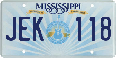 MS license plate JEK118