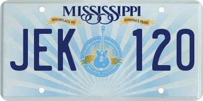 MS license plate JEK120