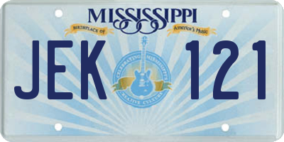 MS license plate JEK121