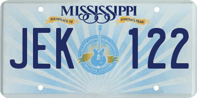 MS license plate JEK122
