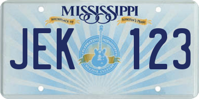 MS license plate JEK123