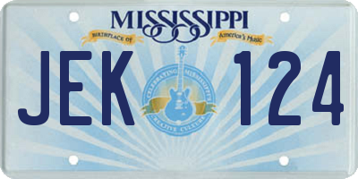 MS license plate JEK124