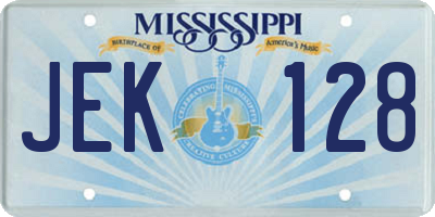 MS license plate JEK128