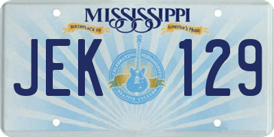 MS license plate JEK129