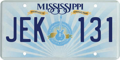 MS license plate JEK131