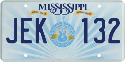 MS license plate JEK132