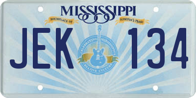 MS license plate JEK134