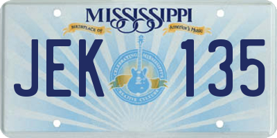 MS license plate JEK135
