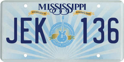 MS license plate JEK136