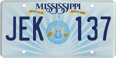 MS license plate JEK137