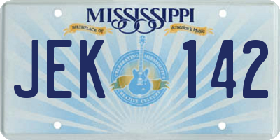 MS license plate JEK142