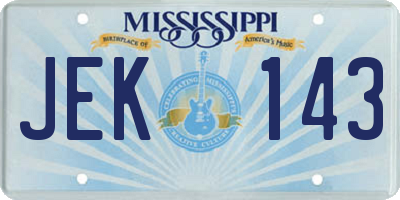 MS license plate JEK143