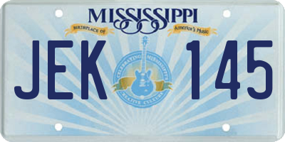 MS license plate JEK145