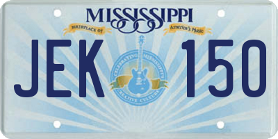 MS license plate JEK150