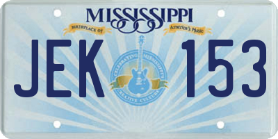 MS license plate JEK153