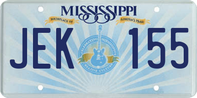 MS license plate JEK155