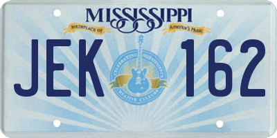 MS license plate JEK162