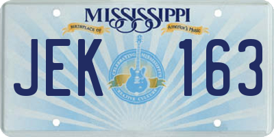 MS license plate JEK163