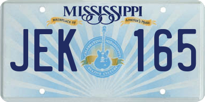 MS license plate JEK165