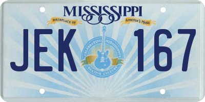 MS license plate JEK167