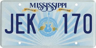 MS license plate JEK170