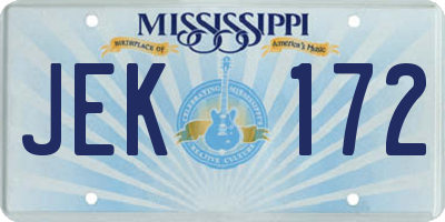 MS license plate JEK172
