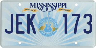 MS license plate JEK173