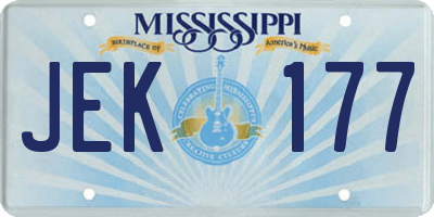 MS license plate JEK177