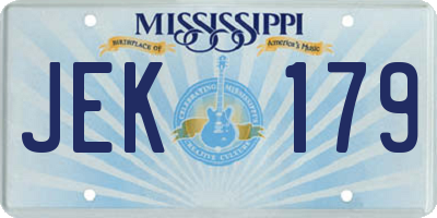 MS license plate JEK179