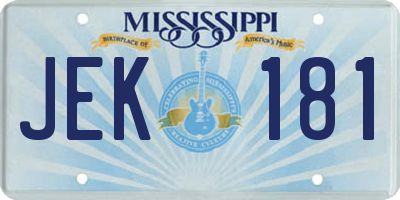 MS license plate JEK181