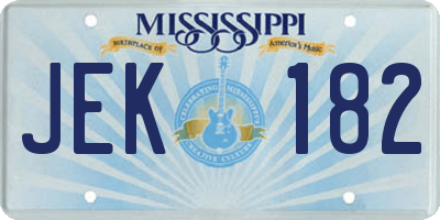 MS license plate JEK182