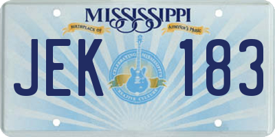 MS license plate JEK183
